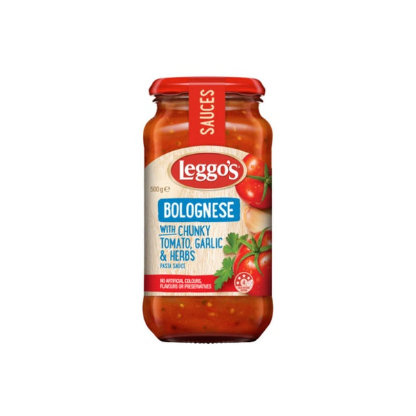 Leggos Bolognese Sauce with Chunky Tomato With Garlic Herb 500g. 10% off