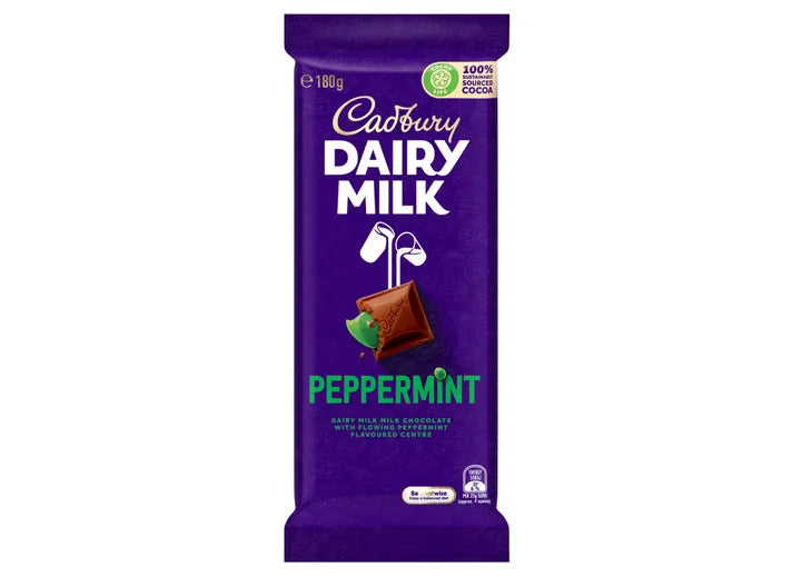 Cadbury Dairy Milk Peppermint milk chocolate block 180g 10% off